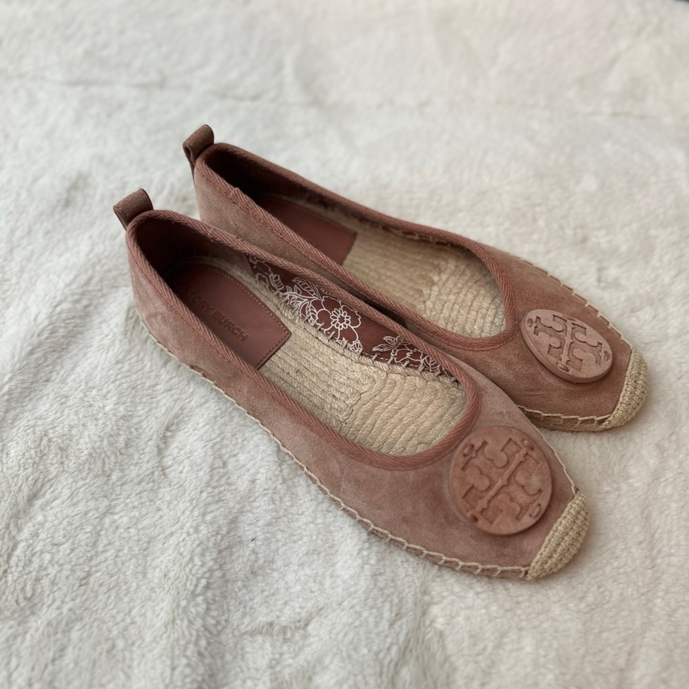 New Tory Burch Minnie embellished suede espadrilles in pink - Picture 2 of 7